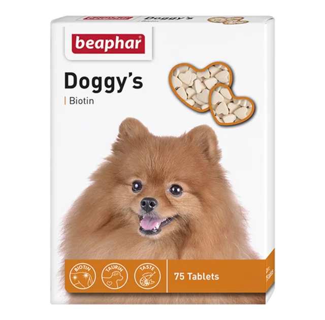 Вітамінізовані ласощі Beaphar Doggy’s Biotin для собак, з біотином, 75 табл