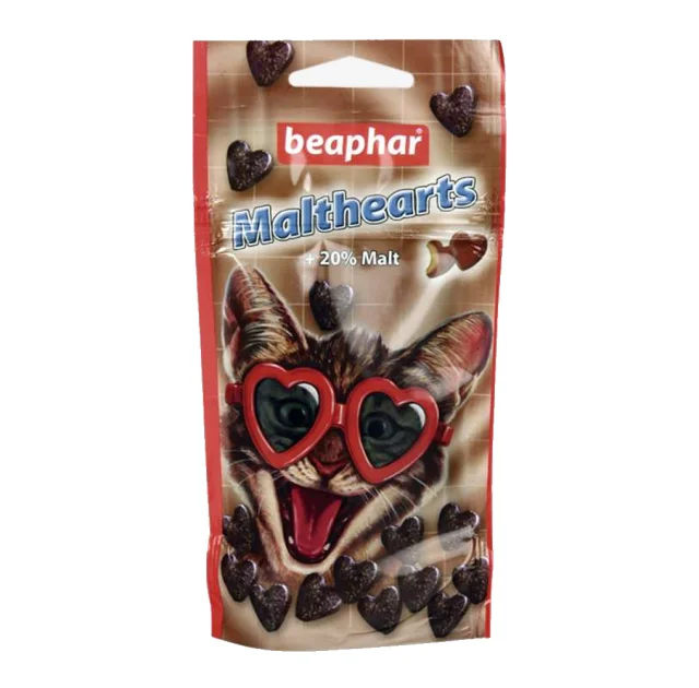 Ласощі Beaphar Malthearts для котів, сердечка з мальт-пастою, 150 шт