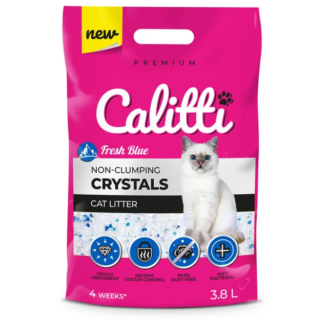 Силикагелевый наполнитель Calitti Crystals для кошачьего туалета, горная свежесть, 3.8 л