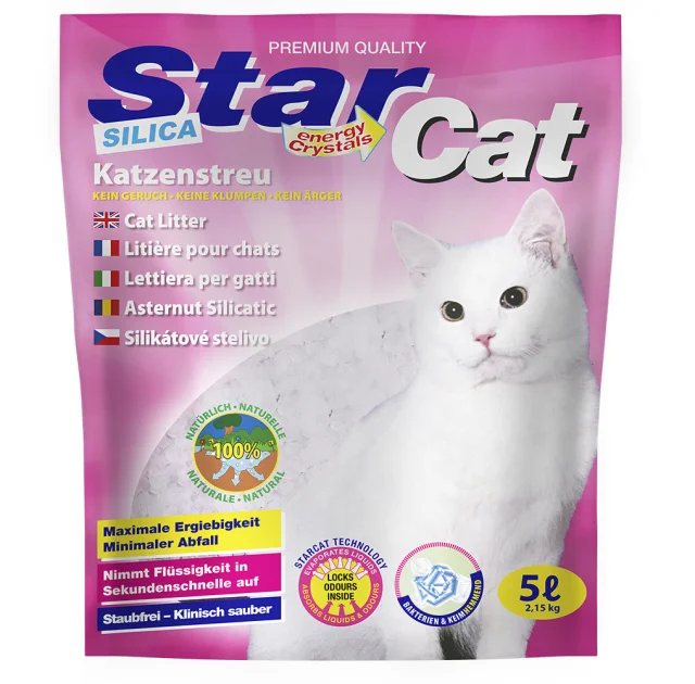 Силікагелевий наповнювач Agros Trading Silica Gel Star Cat для котячого туалету, 5 л