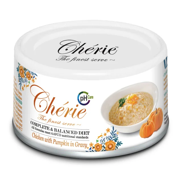 Консервы Cherie Urinary Care для кошек, кусочки курицы и тыквы в соусе, 80 г