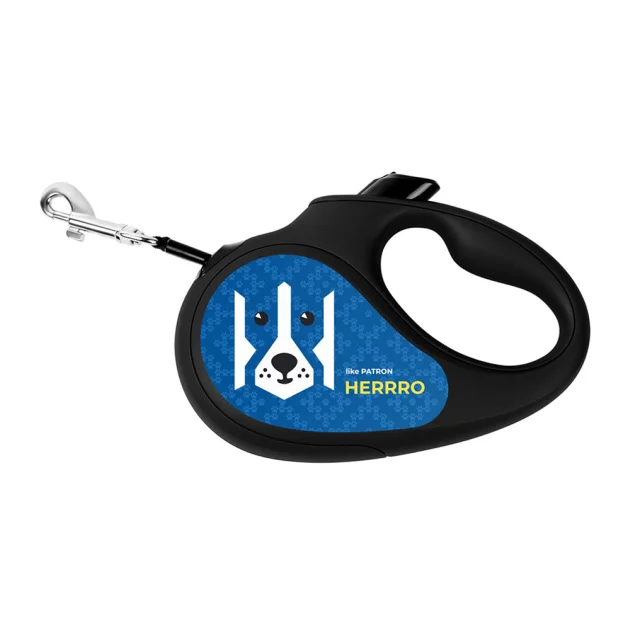Поводок-рулетка Waudog R-leash для собак, рисунок "Патрон", размер XS, до 12 кг, 3 м, светоотражающая лента