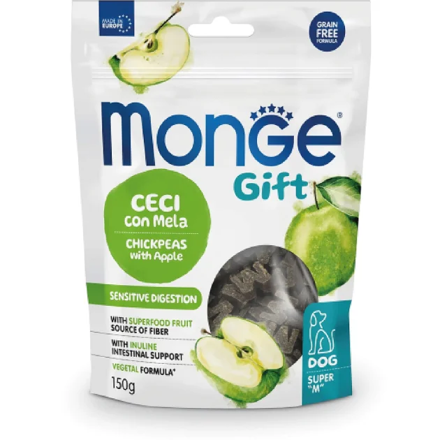 Лакомство Monge Gift Dog Sensitive digestion для собак с чувствительным пищеварением, нут с яблоком, 150 г