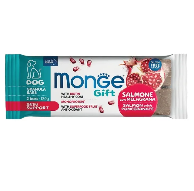 Лакомство Monge Gift Dog Training для собак, повышение иммунитет, лосось с гранатом, 120 г