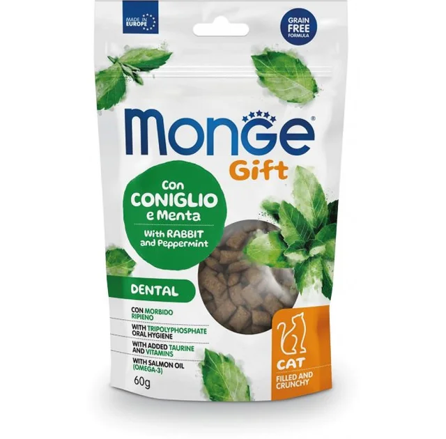 Ласощі Monge Gift Cat Dental для котів, кролик і перцева м'ята, 60 г