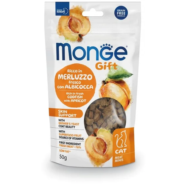 Ласощі Monge Gift Cat Hairball для котів, тріска з абрикосами, 50 г