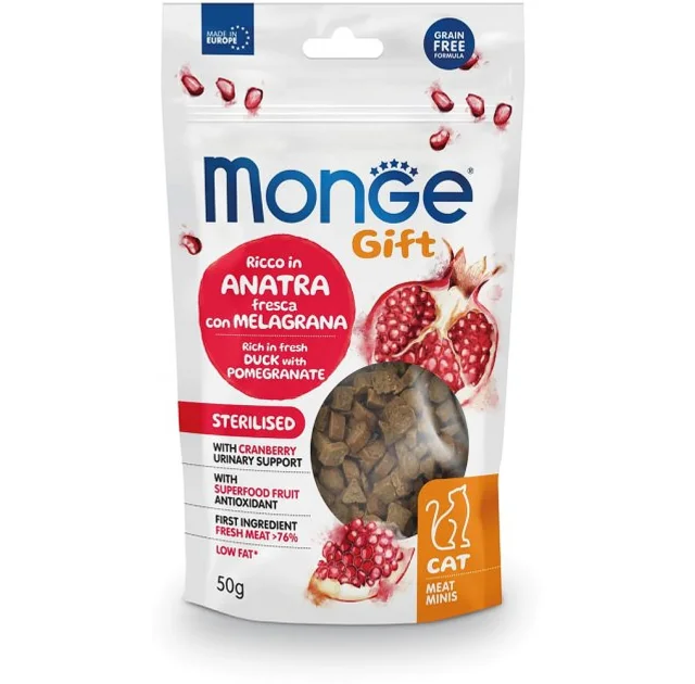Ласощі Monge Gift Cat Sterilised для котів, качка з гранатом, 50 г