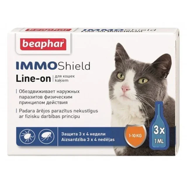 Краплі антипаразитарні Beaphar Immo Shield Line-on для котів та кошенят від 1 до 10 кг, 1 піпетка
