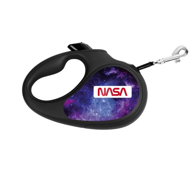 Повідець-рулетка Waudog R-leash для собак, малюнок "NASA21", M, до 25 кг, 5 м, стрічка, чорний