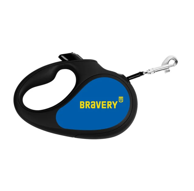 Поводок-рулетка Waudog R-leash для собак, рисунок "Смелость", S, до 15 кг, 5 м, лента, черный