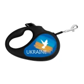 Поводок-рулетка Waudog R-leash для собак, рисунок "Флаг", S, до 15 кг, 5 м, лента, черный