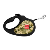 Поводок-рулетка WAUDOG R-leash для собак, рисунок "Милитари", светоотражающая, M, до 25 кг, 5 м