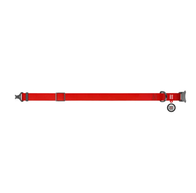 Нашийник водостійкий WAUDOG Waterproof для собак, світиться, метал, XL, 25 мм/35-58 см, червоний
