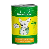 Консерви Хвостик для дорослих собак, зі шматочками птиці в підливі, 1.24 кг