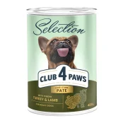 Консервы Клуб 4 Лапы Premium для взрослых собак, паштет с индейкой и ягненком, 400 г