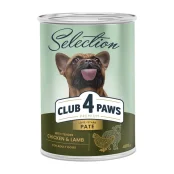Консервы Клуб 4 Лапы Premium для взрослых собак, паштет с курицей и ягненком, 400 г