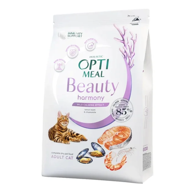 Сухий корм Optimeal Beauty Harmony для котів, із заспокійливим ефектом, на основі морепродуктів, 4 кг