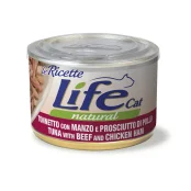 Консерви LifeCat Tuna With Beef And Chicken Ham для дорослих котів, тунець з яловичиною та лососем, 150 г