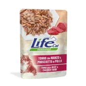 Вологий корм LifeCat Tuna With Beef And Ham для дорослих котів, тунець з яловичиною та курячою шинкою, 70 г