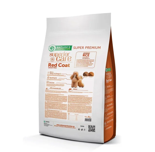 Сухий корм Natures Protection Red Coat Mini Breed для собак дрібних порід з рудою шерстю, з лососем, 1.5 кг