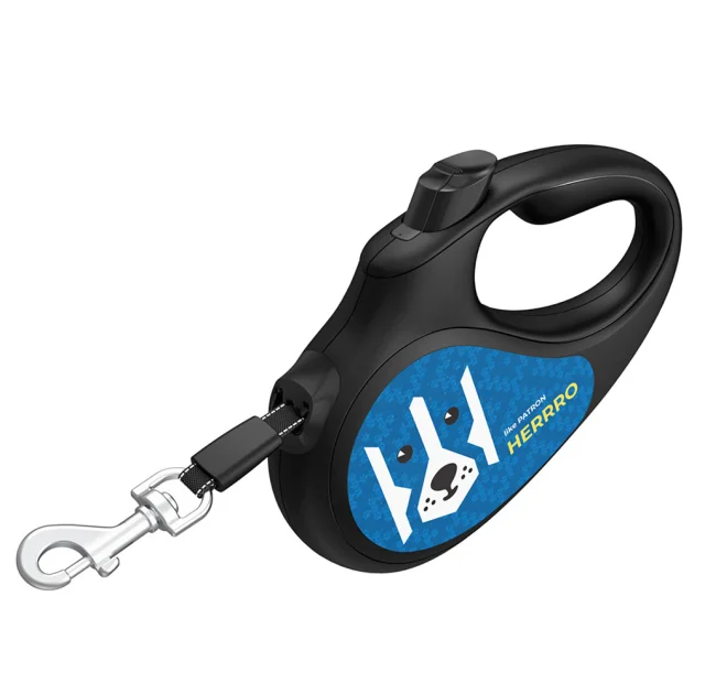 Поводок-рулетка Waudog R-leash для собак, рисунок "Патрон", размер L, до 50 кг, 5 м, светоотражающая лента