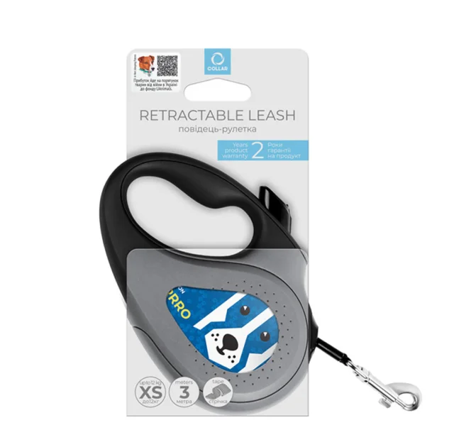 Поводок-рулетка Waudog R-leash для собак, рисунок "Патрон", размер L, до 50 кг, 5 м, светоотражающая лента
