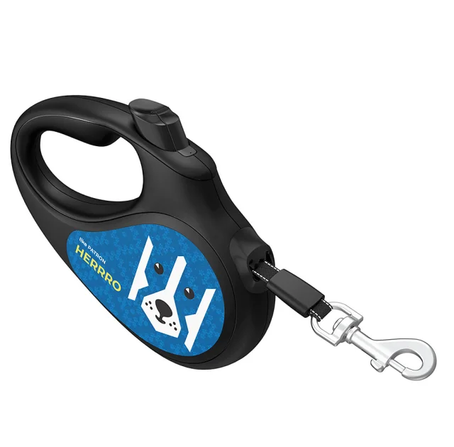 Поводок-рулетка Waudog R-leash для собак, рисунок "Патрон", размер XS, до 12 кг, 3 м, светоотражающая лента