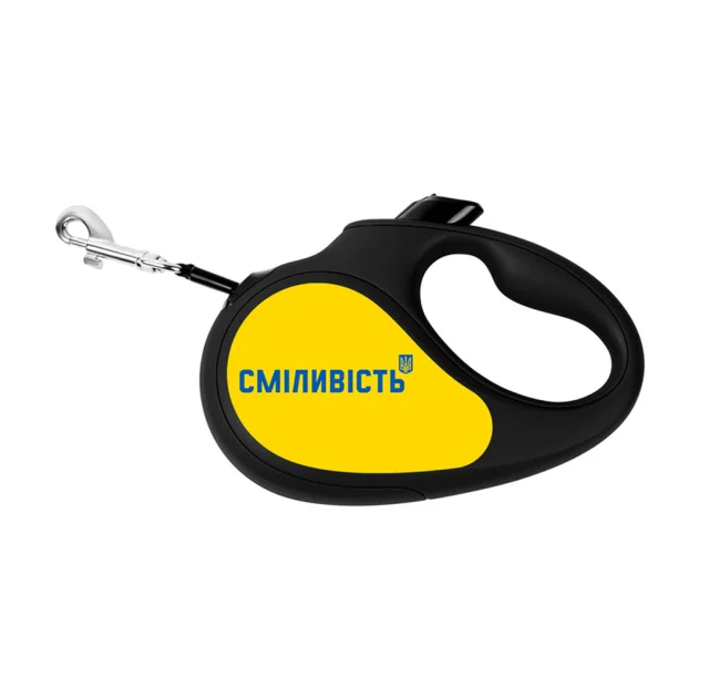 Поводок-рулетка Waudog R-leash для собак, рисунок "Смелость", M, до 25 кг, 5 м, лента, черный
