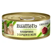 Вологий корм Bastteto для котів, з яловичиною з серцем в желе, 85 г