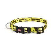 Нашийник Kareline для собак, нейлон, пластикова пряжка, візерунок Warning, 1×25-30 см