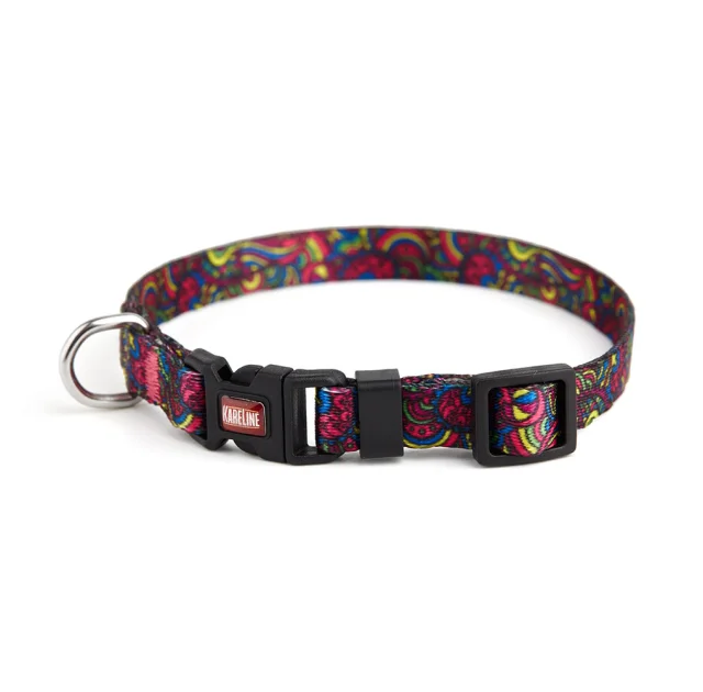 Нашийник Kareline для собак, нейлон, пластикова пряжка, візерунок Kaleidoscope, 1.5×24-35 см
