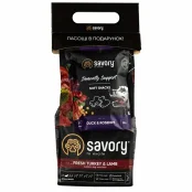 Набор сухой корм и лакомство Savory для собак малых пород, со свежим мясом индейки и ягнятиной, 1 кг