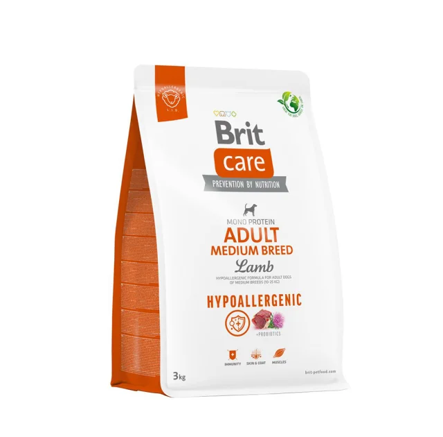 Сухой корм Brit Care Dog Hypoallergenic Adult Medium Breed для взрослых собак средних пород, с ягненком, 3 кг