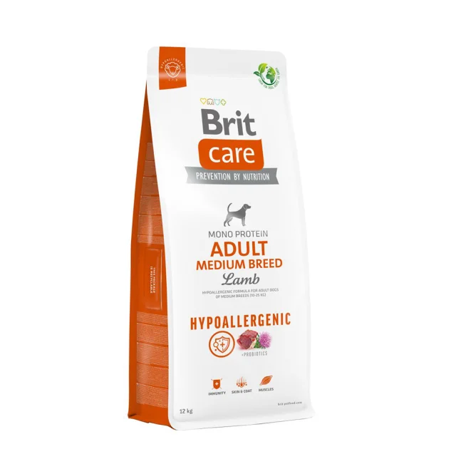 Сухой корм Brit Care Dog Hypoallergenic Adult Medium Breed для взрослых собак средних пород, с ягненком, 12 кг