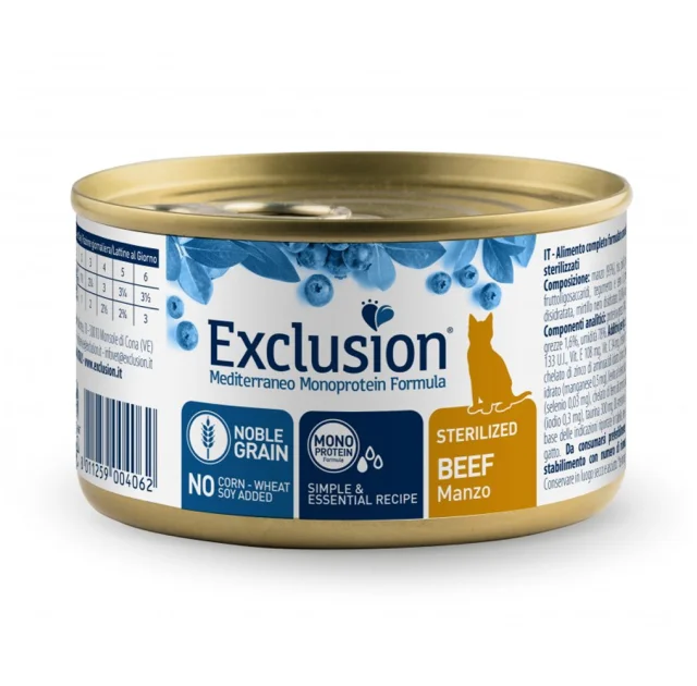 Консервы Exclusion Sterilized Beef для стерилизованных котов, с говядиной, 85 г