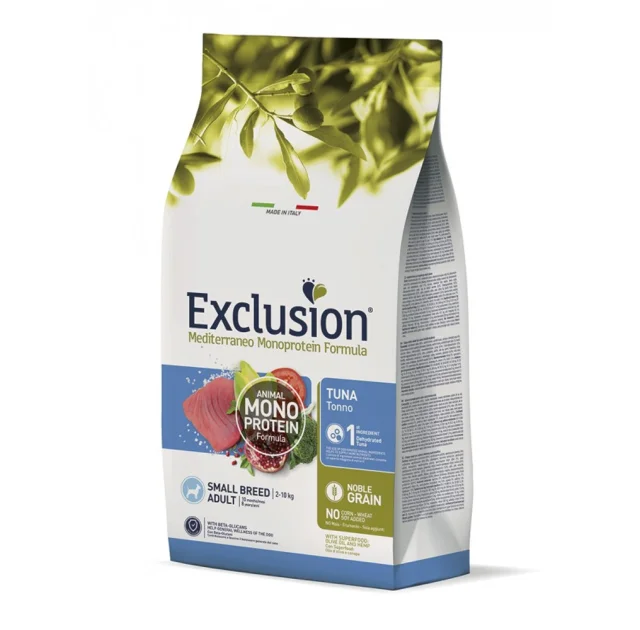 Сухой корм Exclusion Adult Tuna Small Breed для взрослых собак мелких пород, с тунцом, 500 г