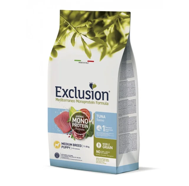 Сухий корм Exclusion Puppy Tuna Medium Breed для цуценят середніх порід, з тунцем, 12 кг
