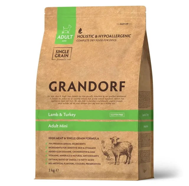 Сухий корм Grandorf Lamb & Rice Mini для дорослих собак малих порід, з ягням і рисом, 3 кг