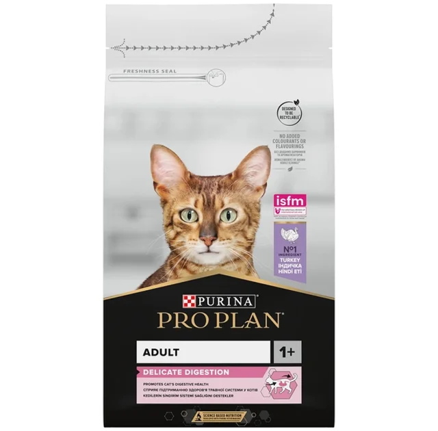 Сухой корм Purina Pro Plan Cat Delicate Turkey для кошек с чувствительным пищеварением, с индейкой, 1.5 кг