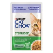 Вологий корм Purina Cat Chow Sterilised для стерилізованих котів, з ягням і зеленою квасолею, 85 г