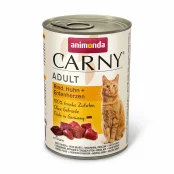 Консервы Animonda Carny для кошек, с говядиной, курицей и утиными сердцами 400 г