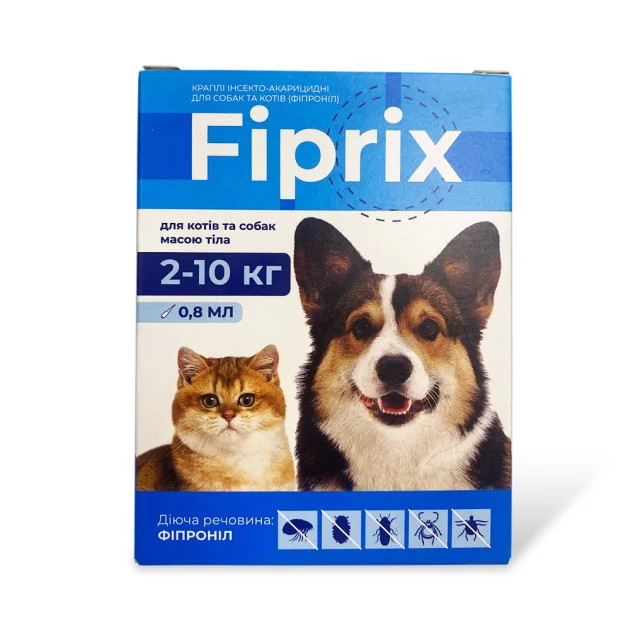 Капли инсектоакарицидные Modes Fiprix для кошек и собак, 2-10 кг, 0.8 мл, 4 шт