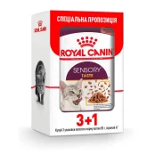 Вологий корм Royal Canin Sensory Taste Gravy для котів вибагливих до смаку, шматочки в соусі, 85 г, акція 3+1