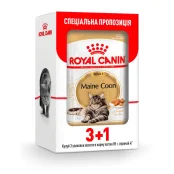Вологий корм Royal Canin Maine Coon Adult для мейн-кунів, шматочки в соусі, 85 г, акція 3+1