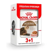 Вологий корм Royal Canin Ageing 12+ для кішок старше 12 років, шматочки в соусі, 85 г, акція 3+1
