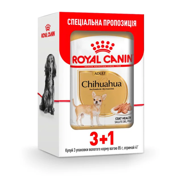 Влажный корм Royal Canin Chihuahua Adult для чихуахуа, 85 г, акция 3+1