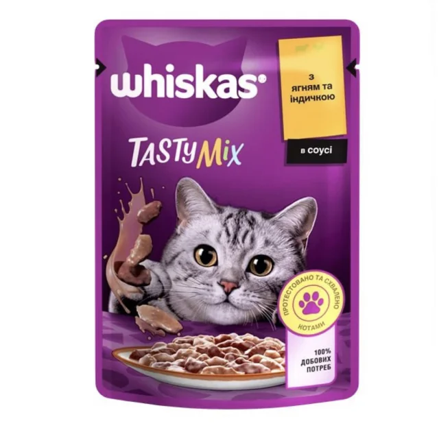 Вологий корм Whiskas Tasty Mix для котів, ягня з індичкою, 85 г