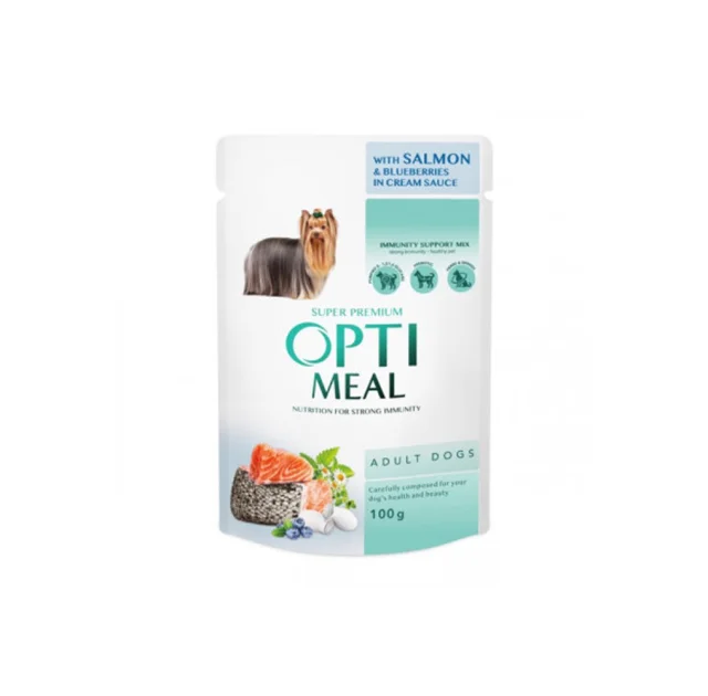 Вологий корм Optimeal Salmon&Blueberries Adult для дорослих собак, лосось та лохина в кремовому соусі, 100 г