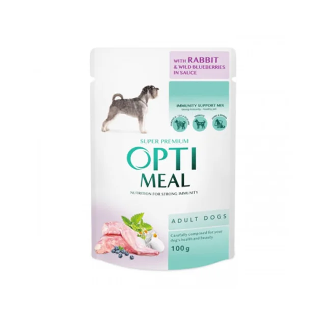 Вологий корм Optimeal Rabbit&Wild Blueberries Adult для дорослих собак, кролик та чорниця в соусі, 100 г