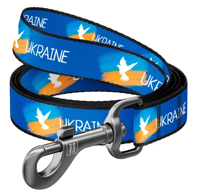Повідець Waudog Nylon для собак, малюнок "Прапор", нейлоновий, розмір S, 15 мм, 122 см